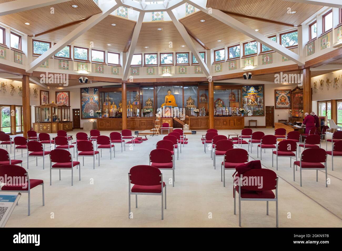The interior of the Manjushri Kadampa Meditation Centre which is an internationally renowned centre for meditation, where everyone is welcome to enjoy Stock Photo