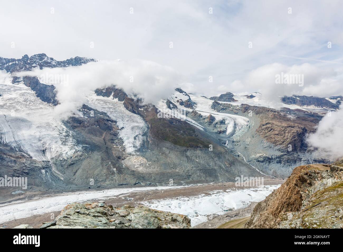 Aerial view of the Alps mountains in Switzerland. Glacier Stock Photo ...