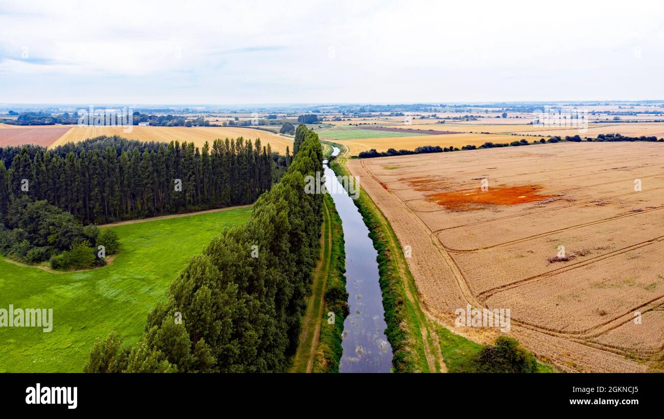 Aerial view of a section of the Little Stour, near Plucks Gutter, Kent Stock Photo