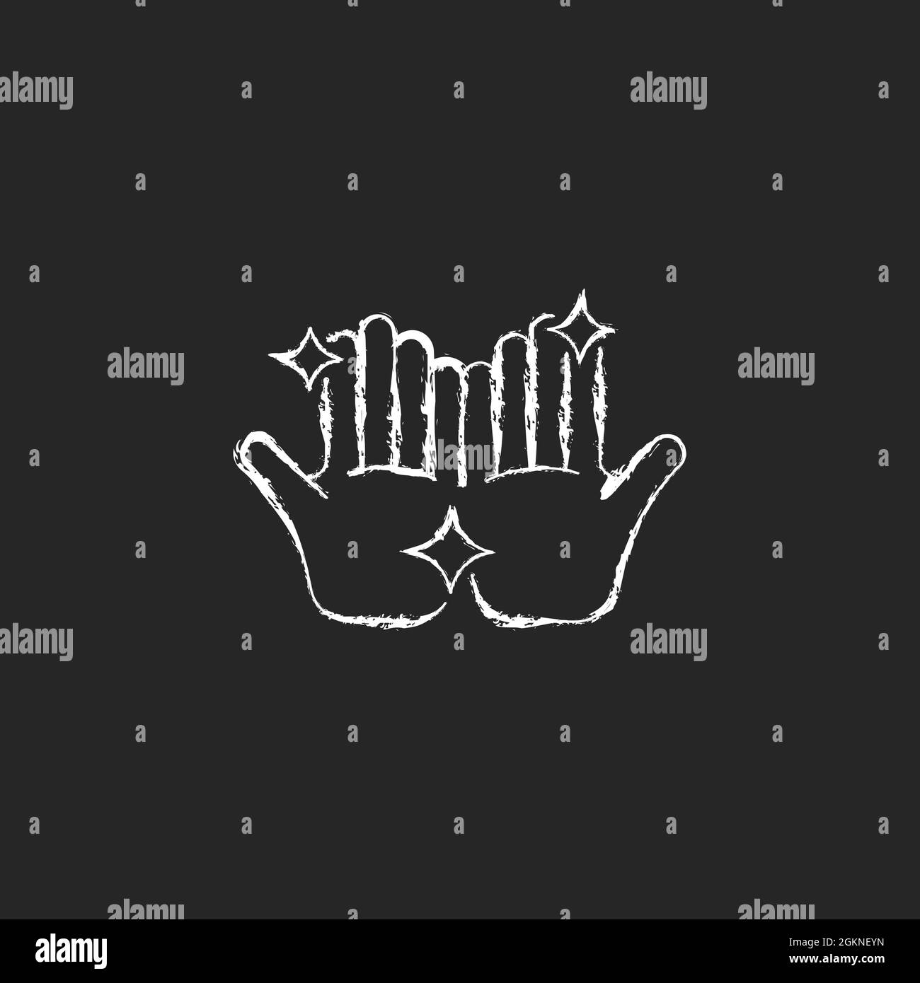 Clean hands chalk white icon on dark background Stock Vector