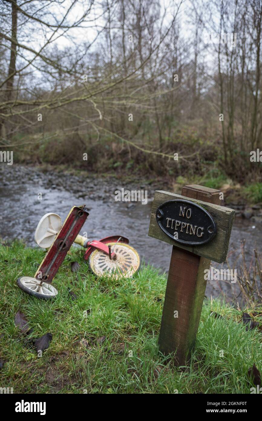 Fly-tipping in the countryside, Northumberland, UK, Stock Photo