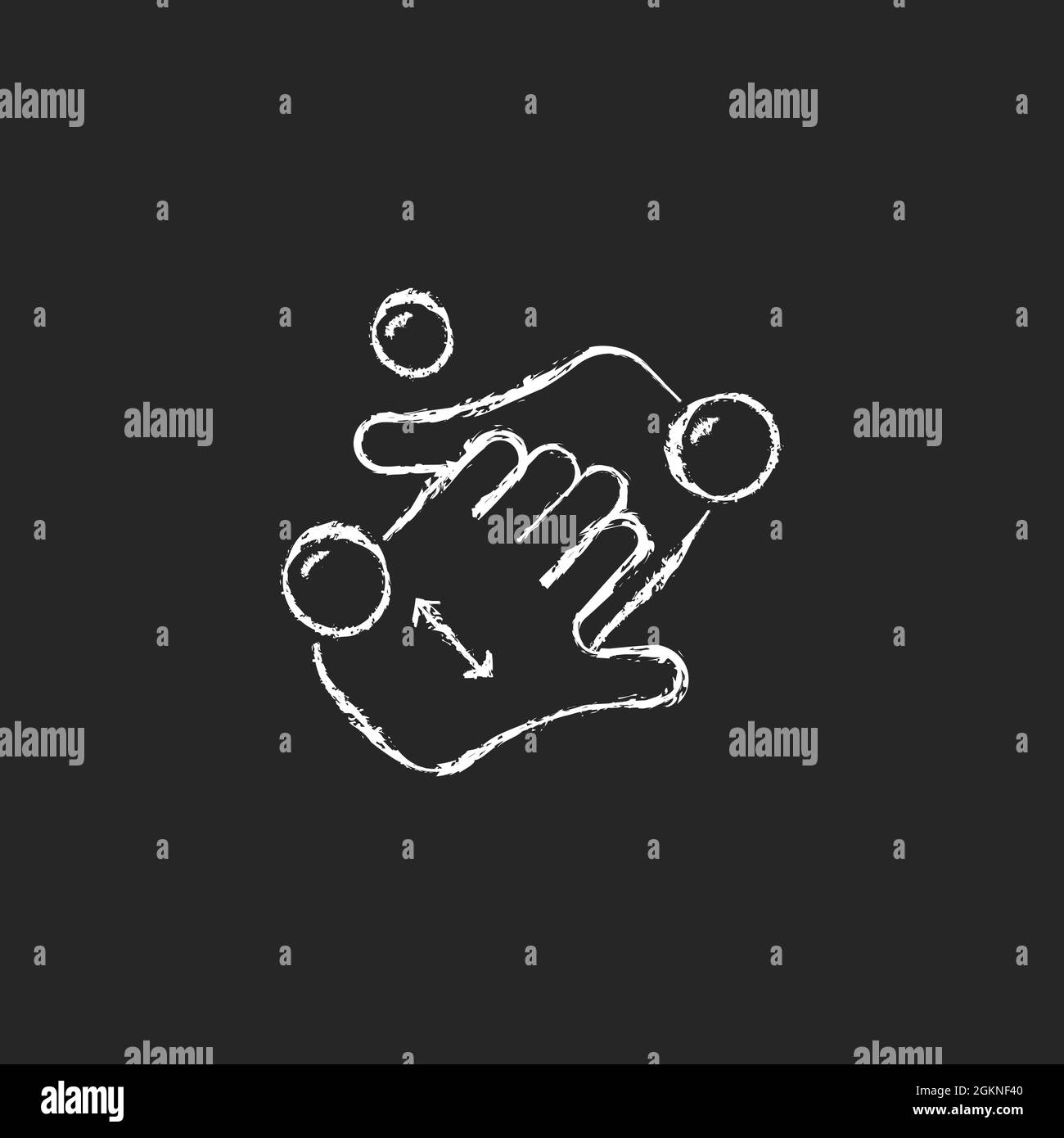 Cup fingers chalk white icon on dark background Stock Vector