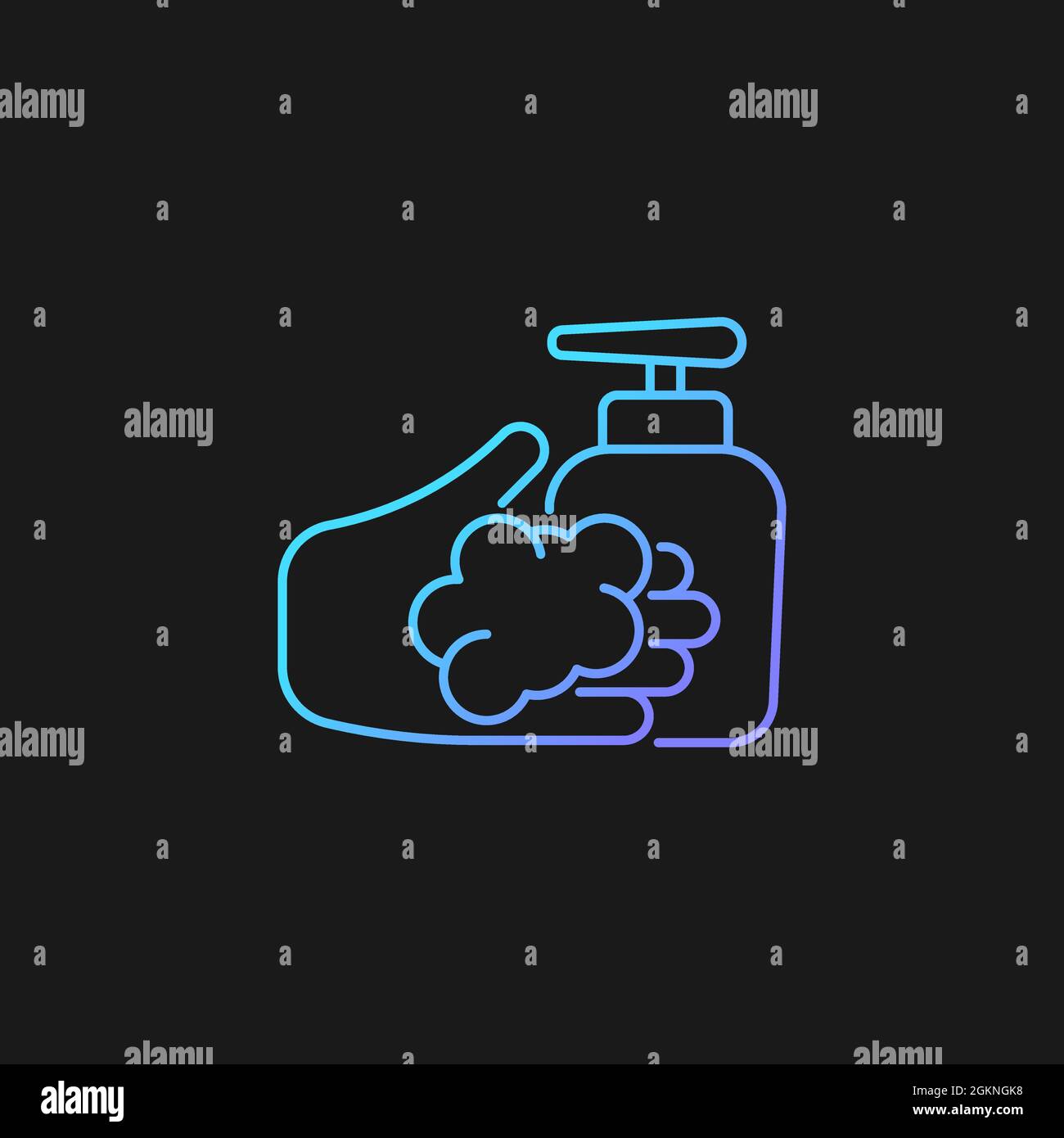 Washing with liquid soap gradient vector icon for dark theme Stock Vector