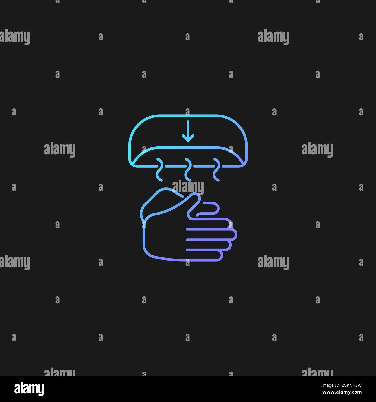 Air dry hands gradient vector icon for dark theme Stock Vector