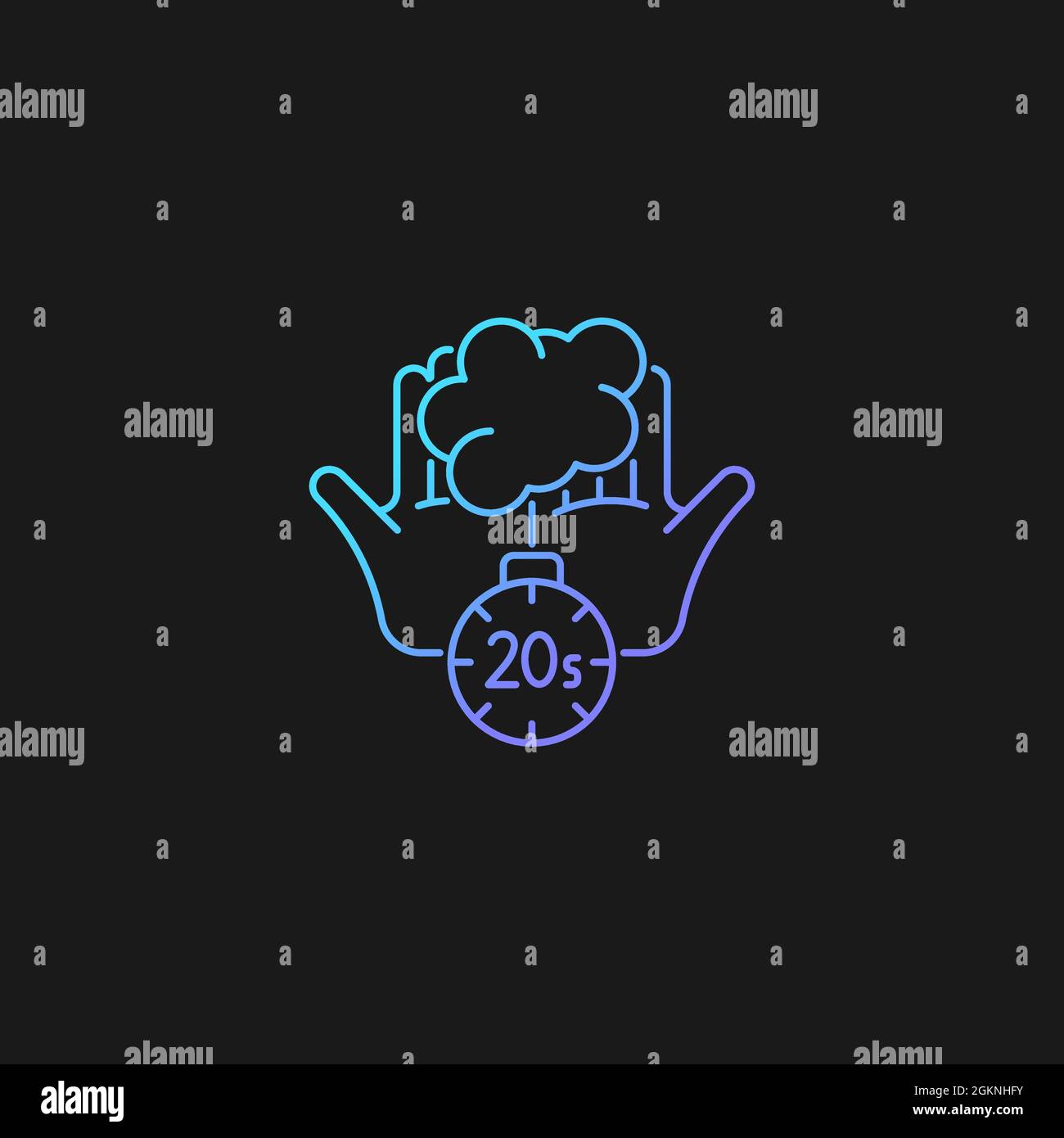 Scrub hands for twenty seconds gradient vector icon for dark theme Stock Vector