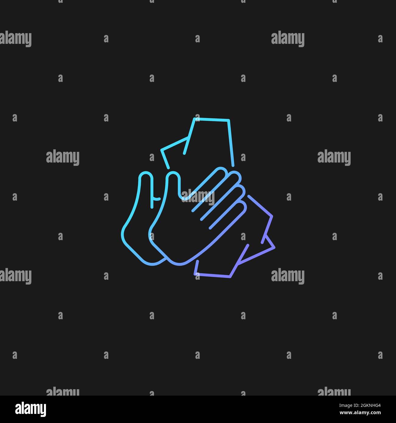 Dry hands with tissue gradient vector icon for dark theme Stock Vector