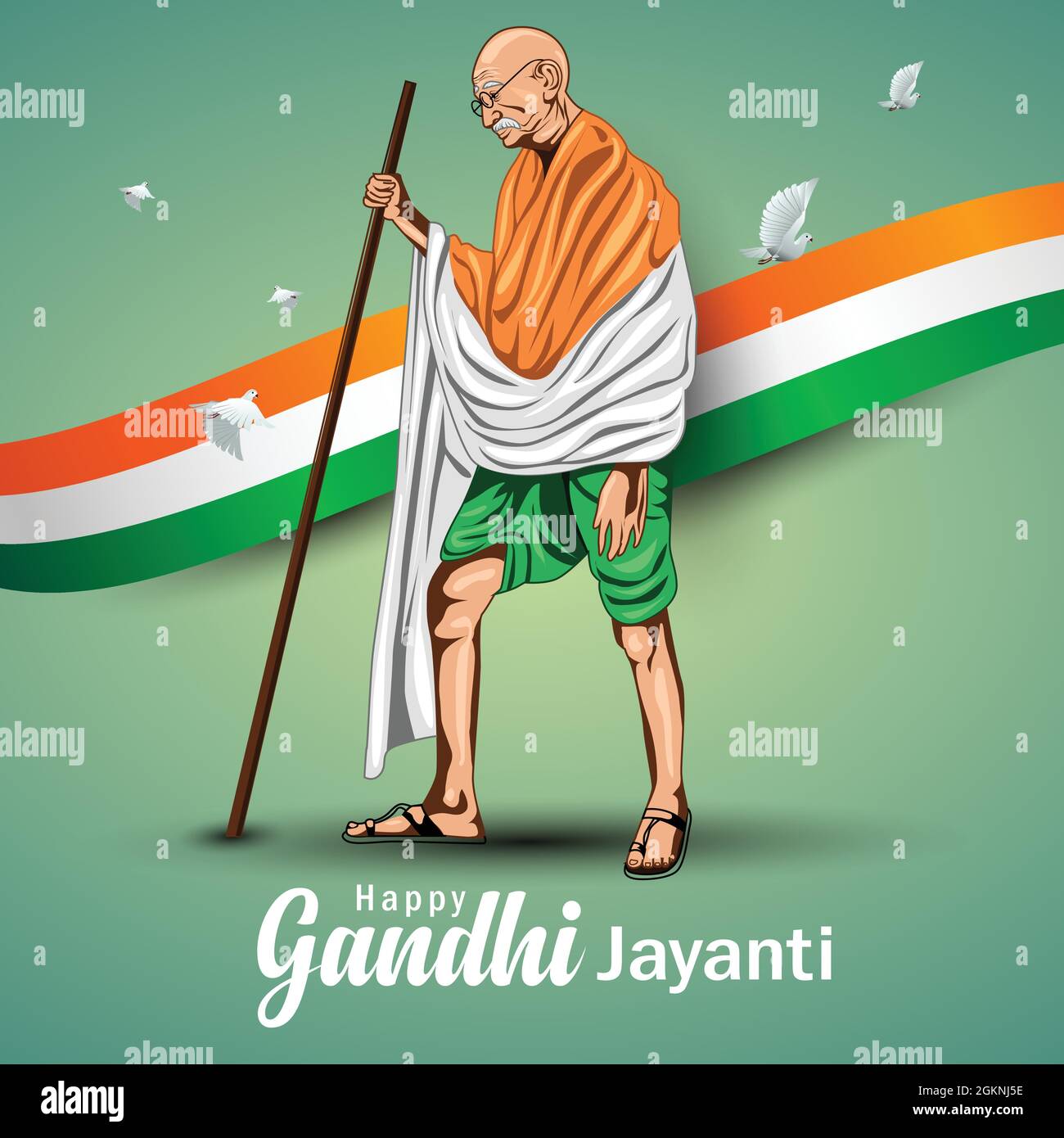 Mahatma Gandhi jayanti - 2021. 2nd October with creative design vector illustration, Mohandas Karam Chandra Gandhi Birthday. Stock Vector