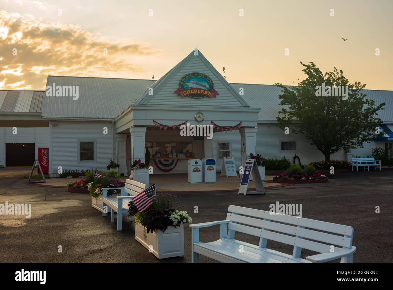 St. Ignace, MI July 14, 2021 Shepler's Ferry terminal in St. Ignace
