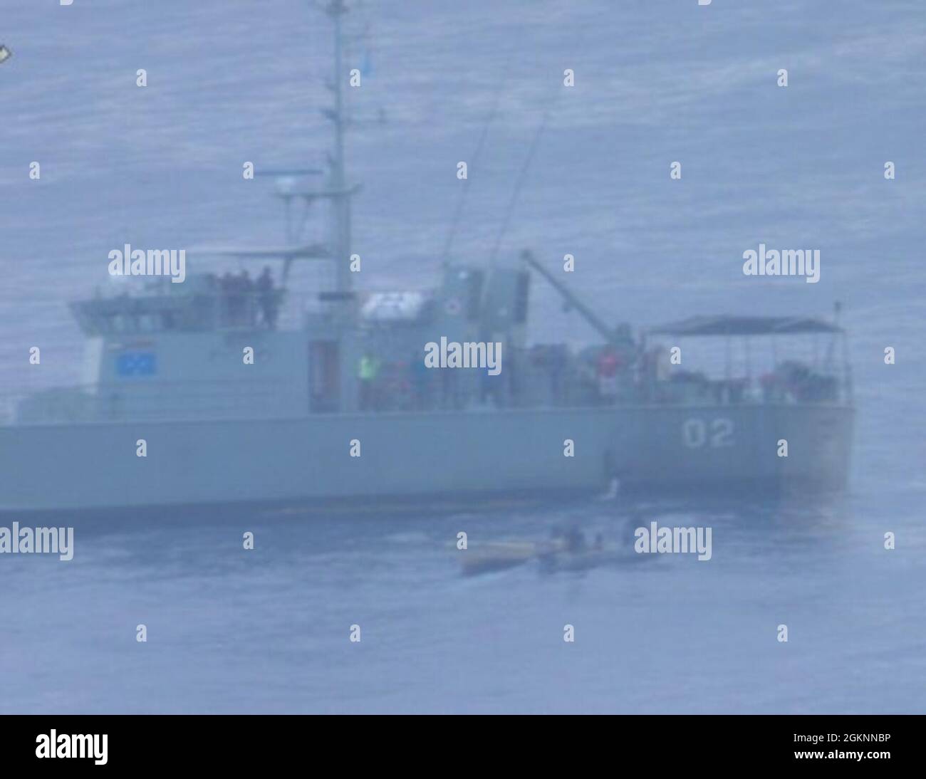 200607-N-SR472-0001 COAST OF MICRONESIA (June 7, 2020)  The FSS Micronesia rescues a stranded fisherman during a joint Search and Rescue (SAR) mission with U.S. Navy Patrol Squadron 45, off the coast of Micronesia June 7. Stock Photo