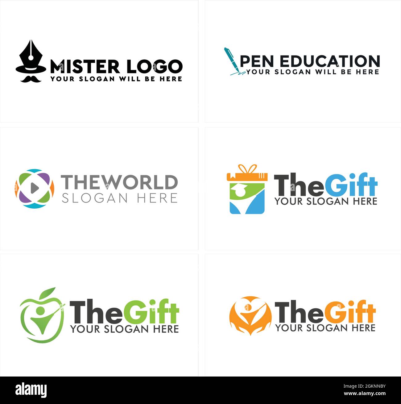 Education writer childcare gift logo design Stock Vector
