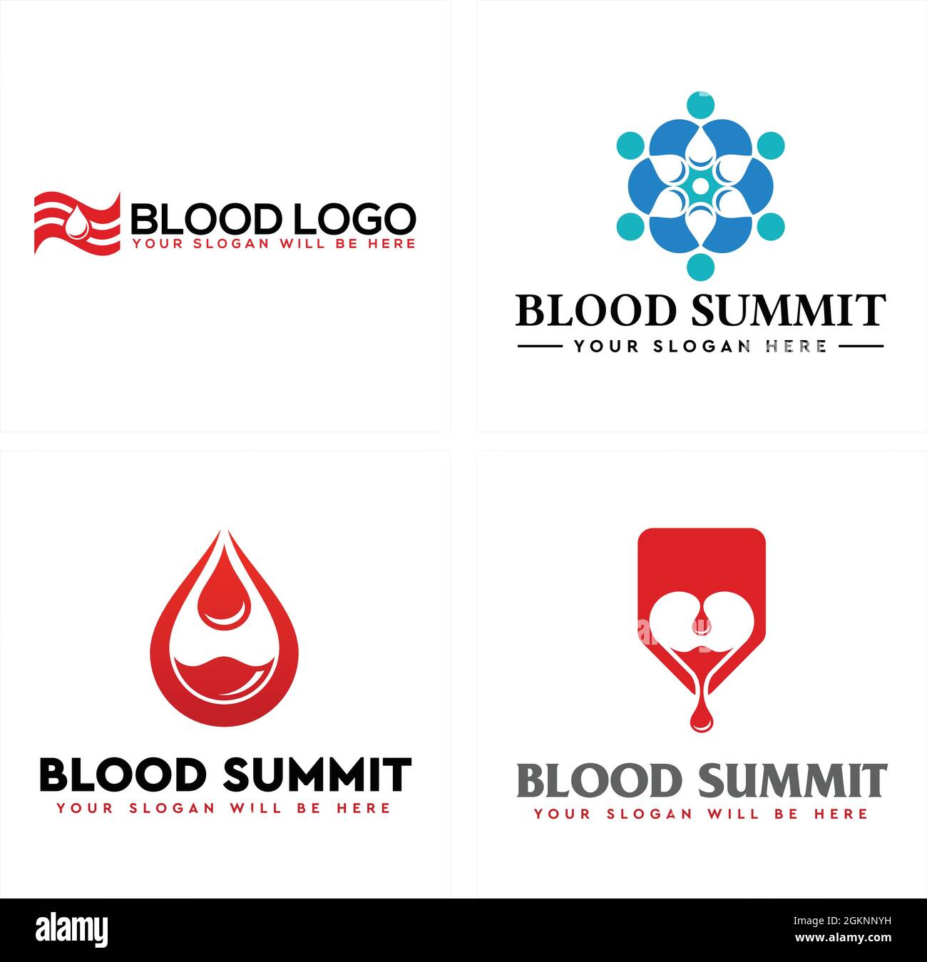 Medical clinic blood donors people community logo design Stock Vector