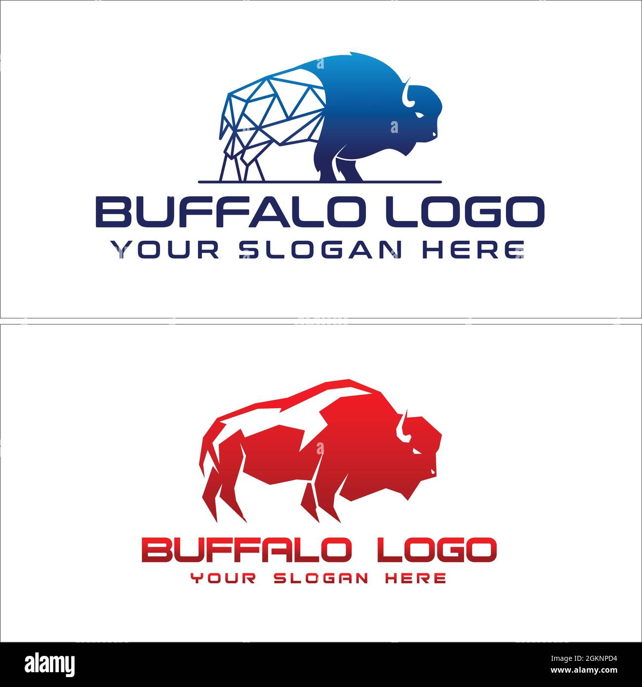 Buffalo polygonal linear vector logo design Stock Vector