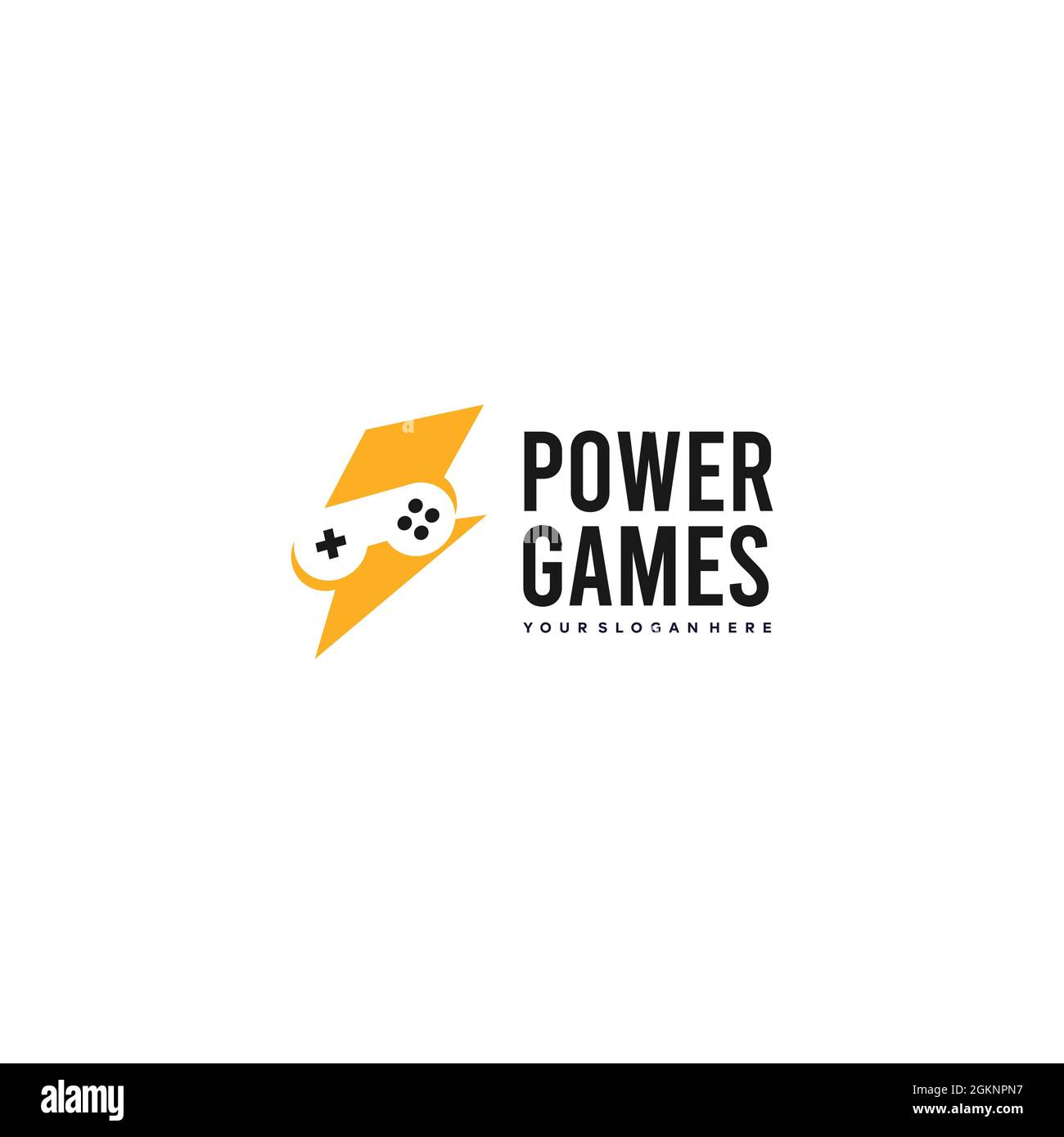 modern POWER GAMES game stick lightning Logo design Stock Vector