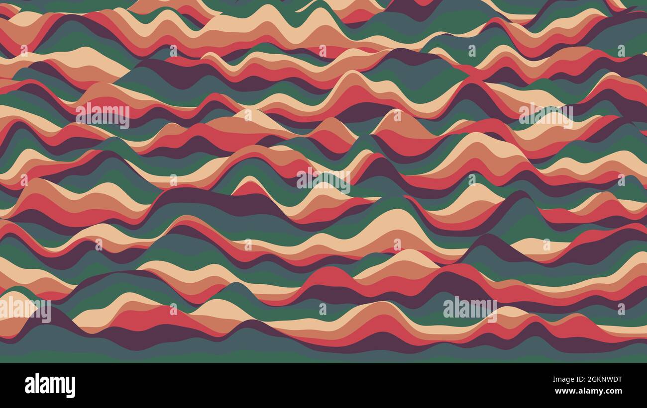 Abstract Distorted Ripples Retro reddish stripes colorful distorted backdrop. Procedural ripple ...