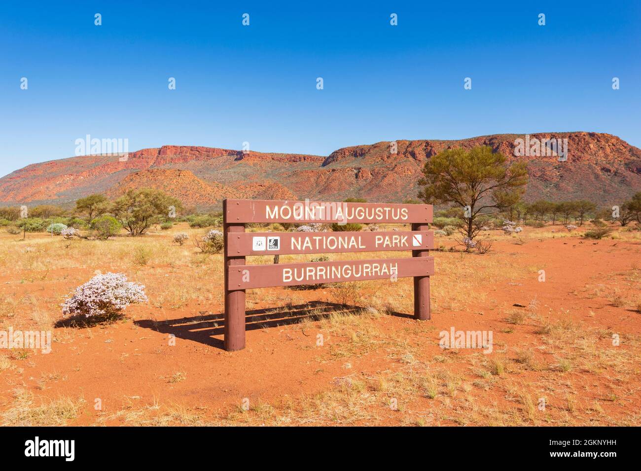 Name Sign for Mount Augustus National Park or Burringurrah, the world's ...