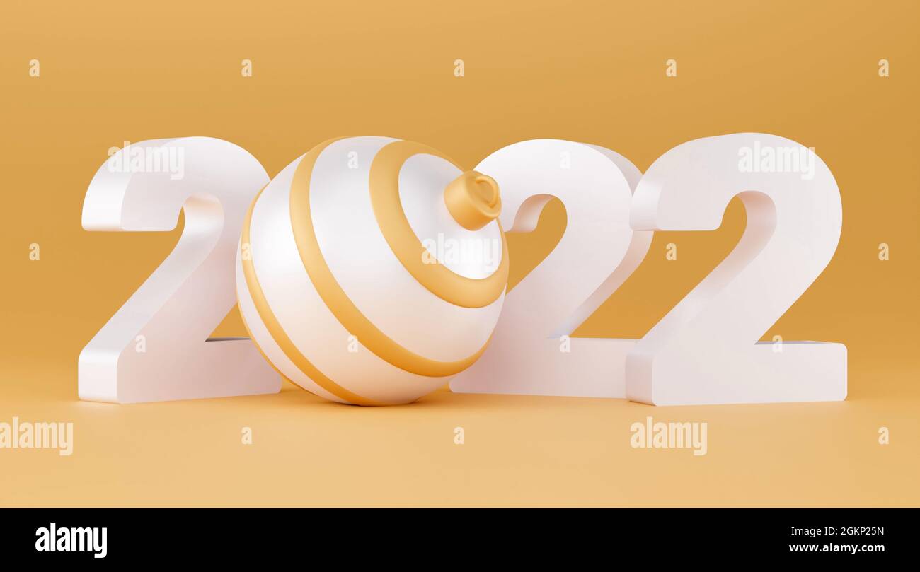 2022 new year abstract background with 3d spheres. black and gold ...