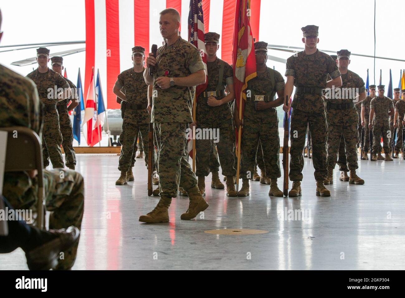 U.S. Marine Corps Col. Robert B. Finneran gives his remarks during a ...