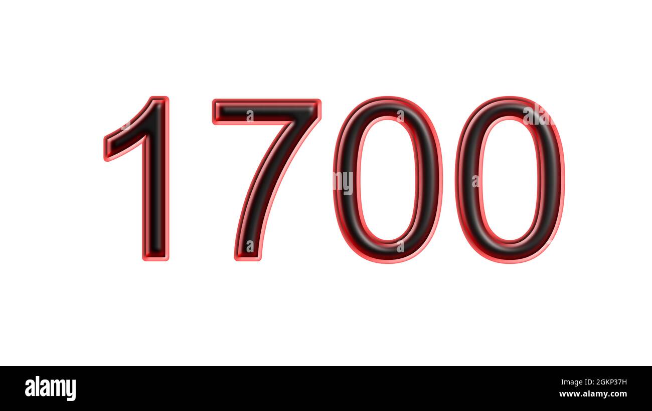 red 1700 number 3d effect white background Stock Photo - Alamy