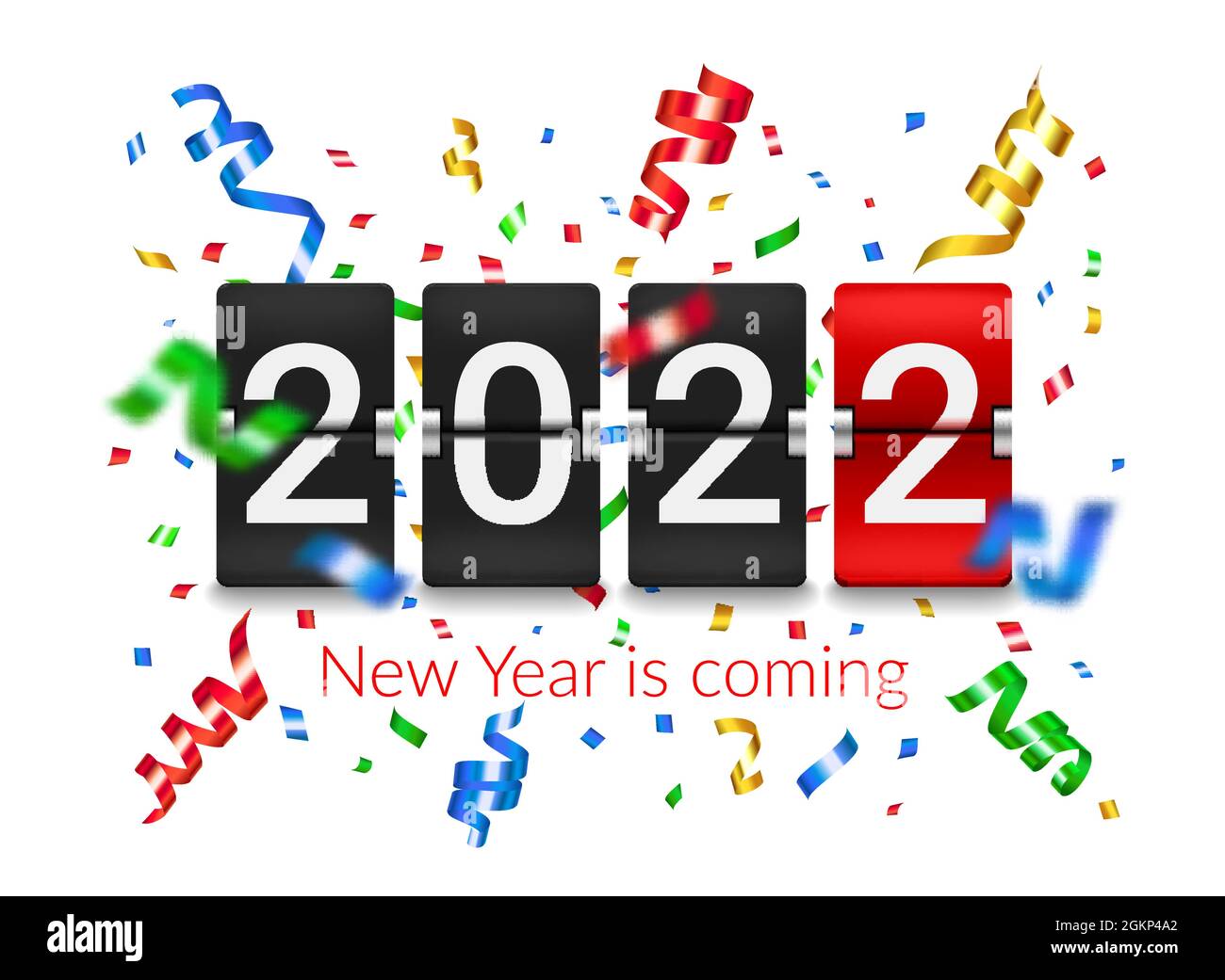 2022 New Year flip countdown counter board with confetti explosion
