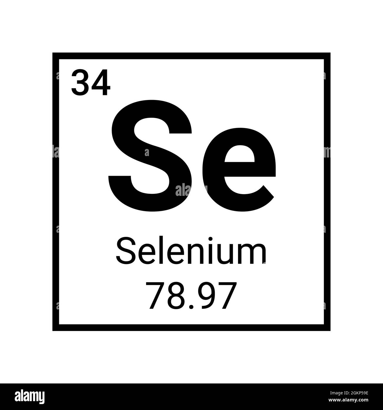 Selenium periodic element molecule icon. Radioactive selenium symbol chemistry icon Stock Vector