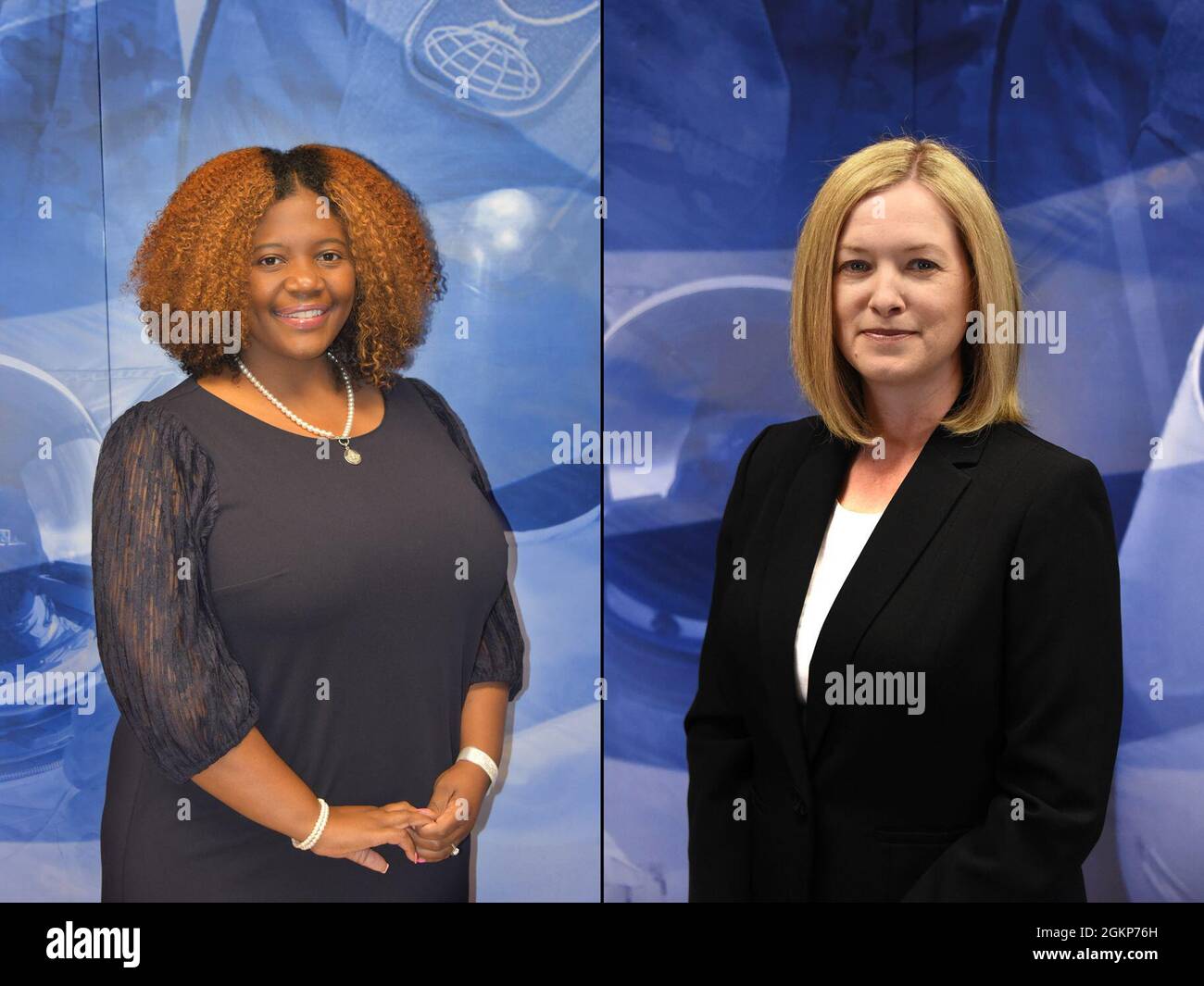 Erica Ignont, left, serves as the U.S. Army Space and Missile Defense Command deputy G-8, and Charlotte Berry serves as a financial specialist with the command’s G-8 Resource Management, Audit, Systems and Policy Division. They were recently awarded their 2019 Assistant Secretary of the Army for Financial Management and Comptroller awards. Berry received the FM&C individual Audit Readiness Individual Award. Ignont, received the FM&C Best Execution Budget Division award on behalf of her team, comprising Jessica Grubbs, Shanda Robinson, Jeanetta Burwell, Wayne Bracy, Caitlyn Glynn, Alisha Johnso Stock Photo