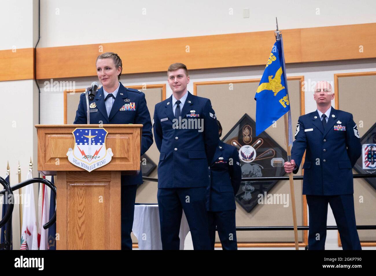 Lt. Col. Corrie Pecoraro, left, 341st Force Support Squadron commander