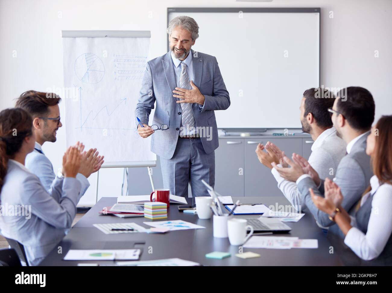 business senior businessman meeting office conference team teamwork Stock Photo