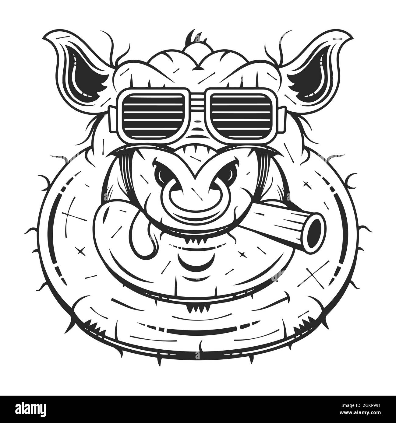 Colorful stylized drawing of pig swine - for icon or sign Stock Vector