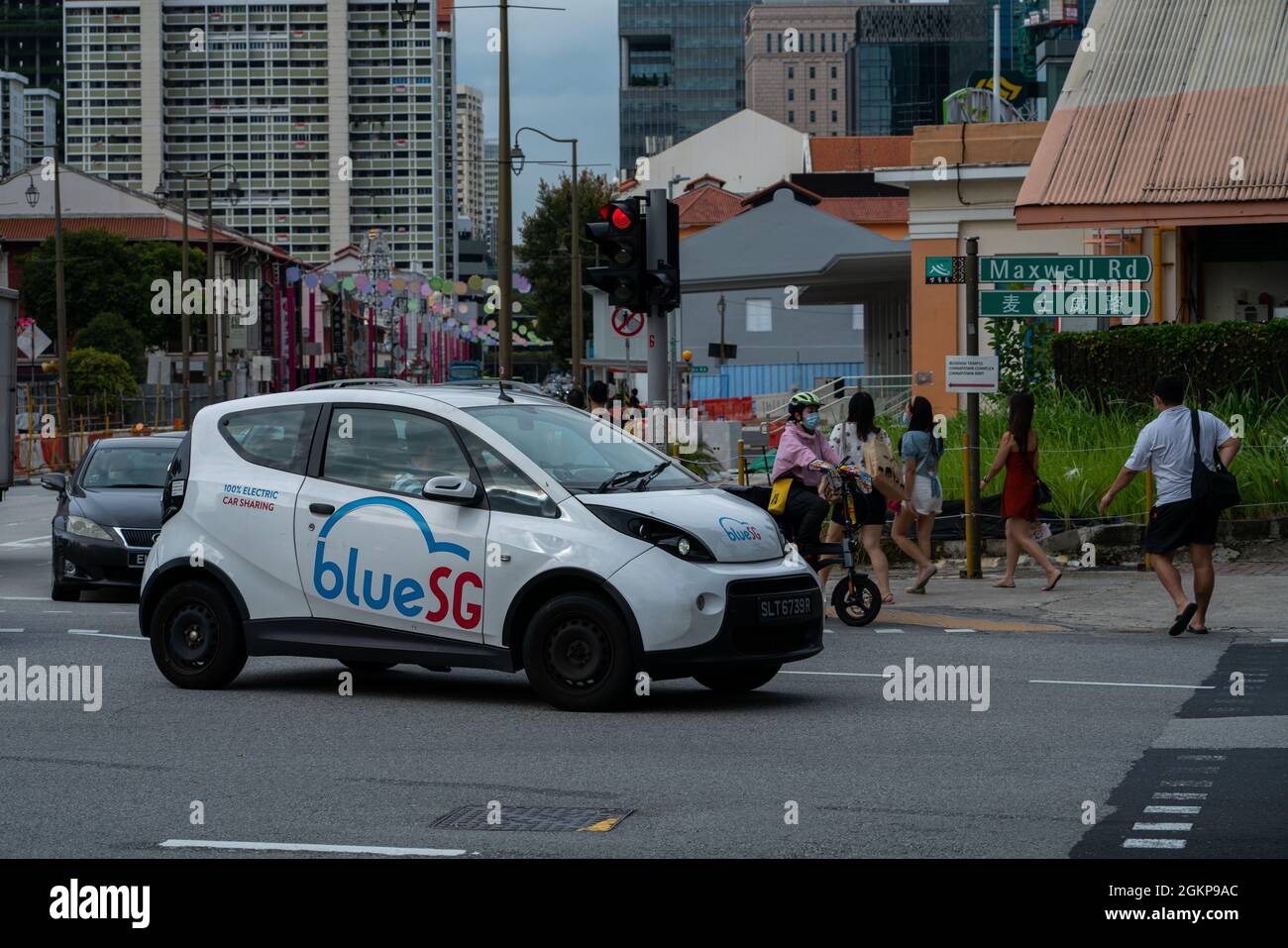 SINGAPORE, SINGAPORE Sep 10, 2021 Electric car sharing vehicle