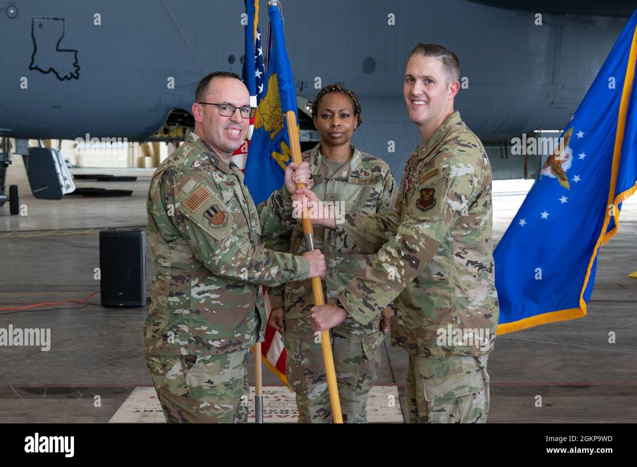 Lt. Col. Scott Eberle, right, outgoing 2nd Maintenance Squadron ...