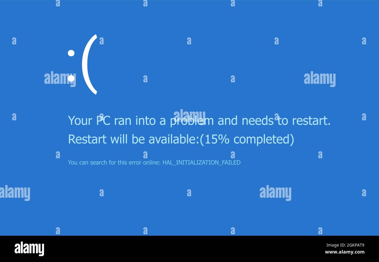 BSOD screen death error system crash. Computer bluescreen bsod operating system alert Stock Vector