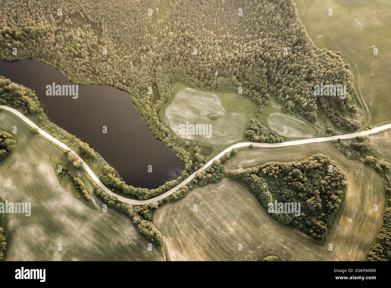 Aerial view green forest blue hi-res stock photography and images - Alamy