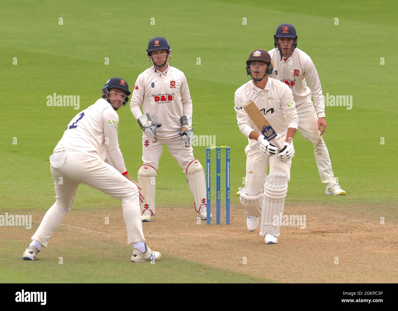 15 September, 2021. London, UK. Surrey’s James Taylor batting as Surrey take on Essex in the County Championship at the Kia Oval, day three David Rowe/Alamy Live News Stock Photo