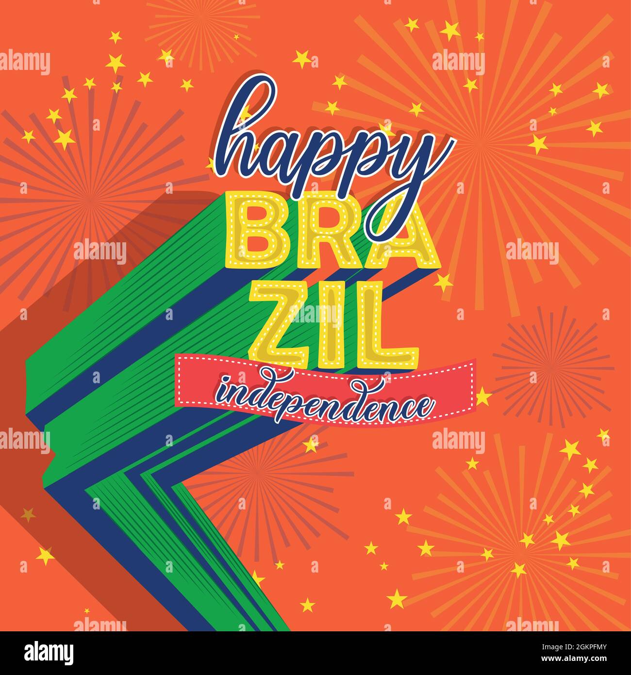 Colored poster for brazil independence day with stars and fireworks ...