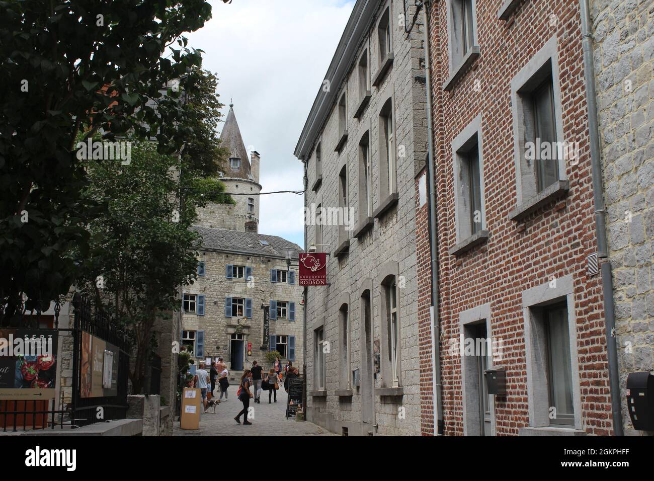 DURBUY, BELGIUM, 6 AUGUST 2021: View of Rue Jean de Boheme in the historic city centre of Durbuy. Durbuy is a popular tourist destination in the Arden Stock Photo