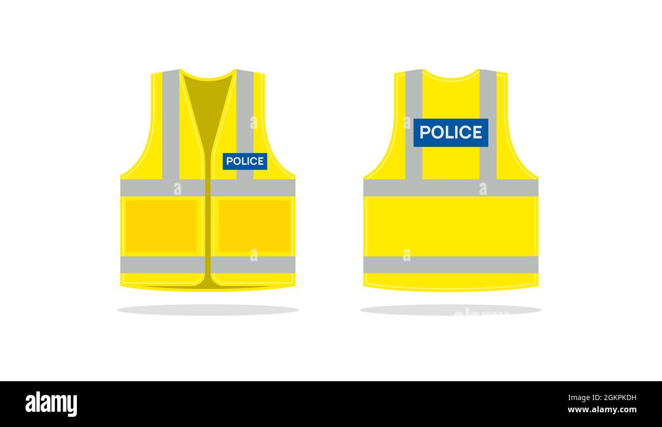 Police vest safety jacket white vector. Security police safety jacket