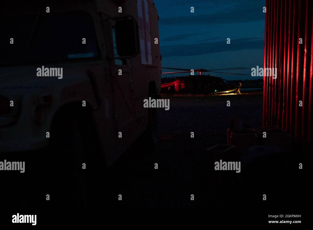 A U.S. Army National Guard UH60 Black Hawk helicopter, from the 3rd