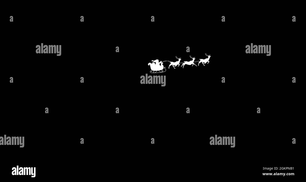 Digital image of silhouette of santa claus in sleigh being pulled by ...