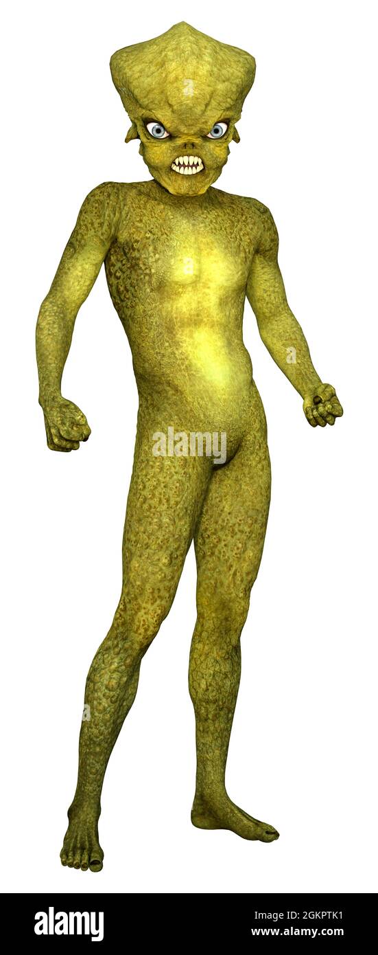 3D rendering of a green alien isolated on white background Stock Photo ...
