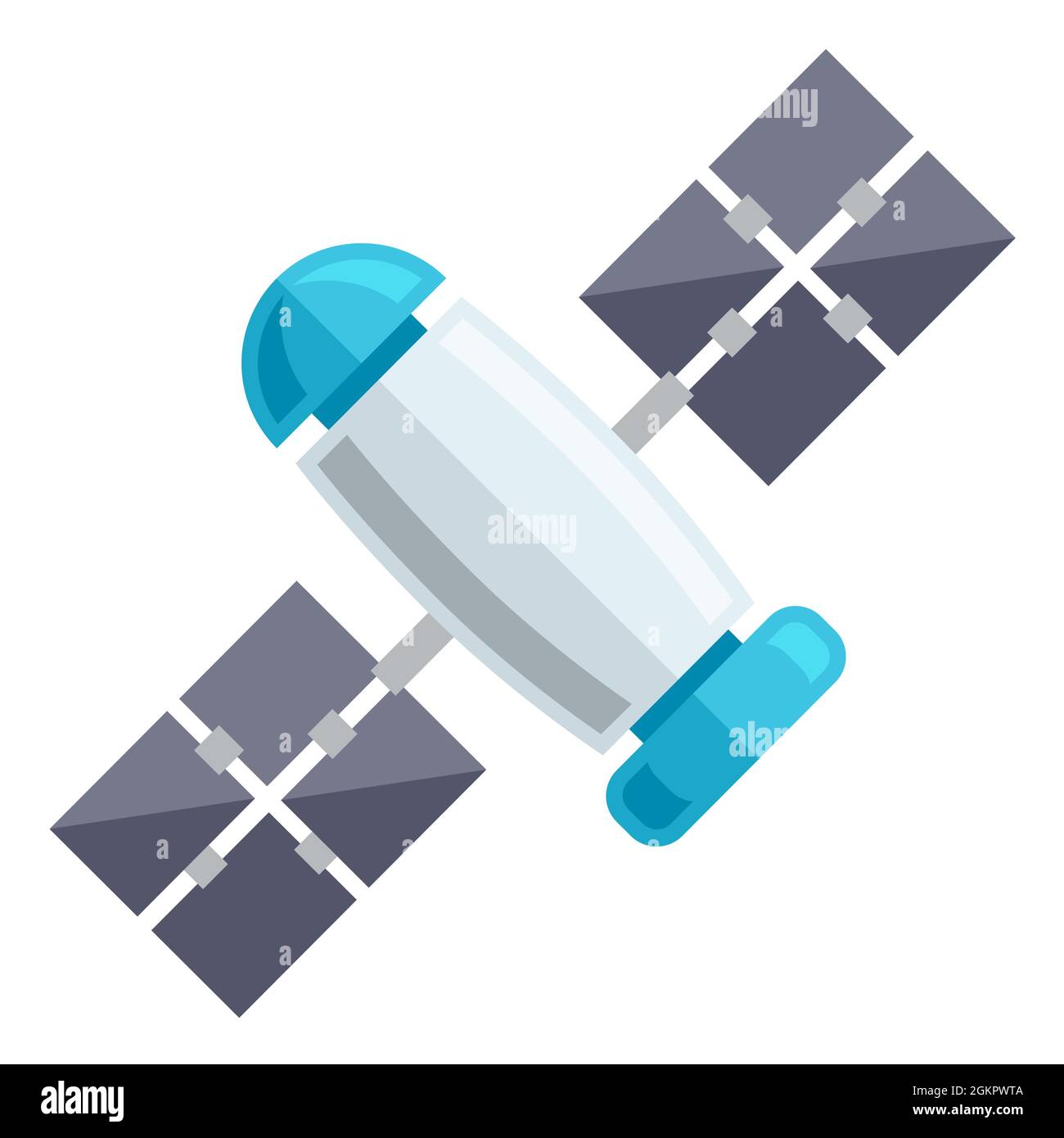 Illustration of satellite. Icon in cartoon style. Image for cards and posters. Stock Vector