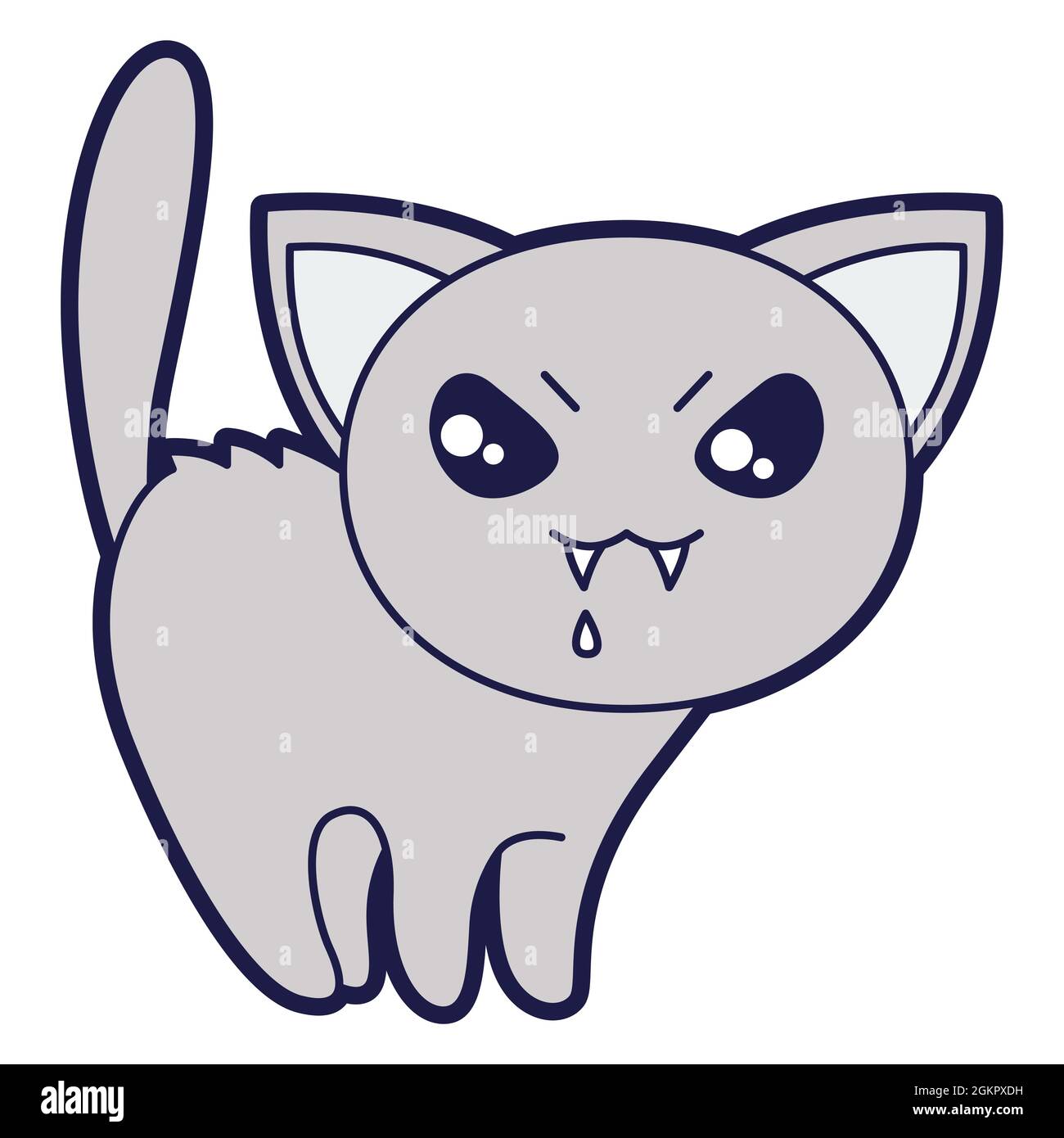 Cute White Cat Angry Cartoon