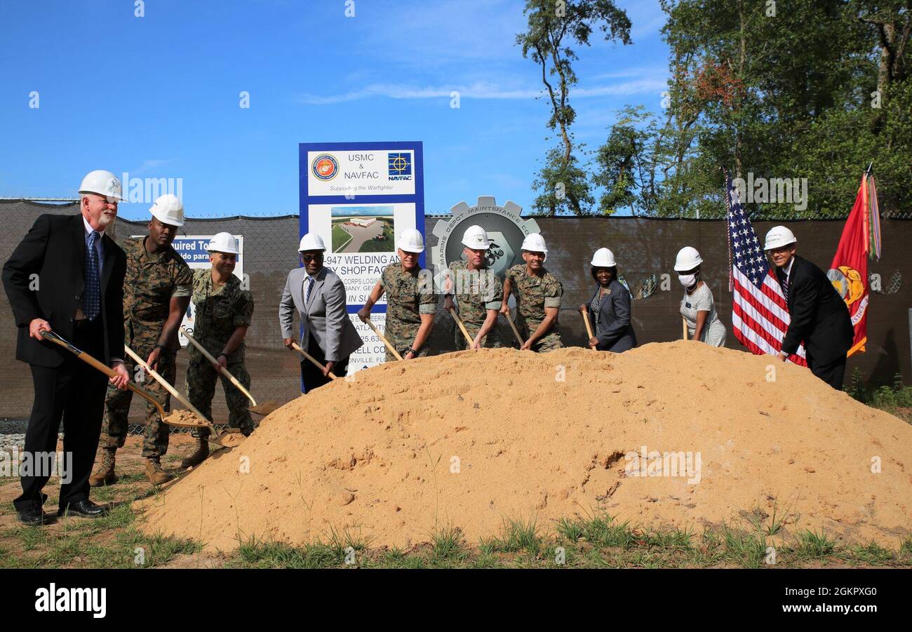 Marine Corps Logistics Command officials hold a groundbreaking ceremony