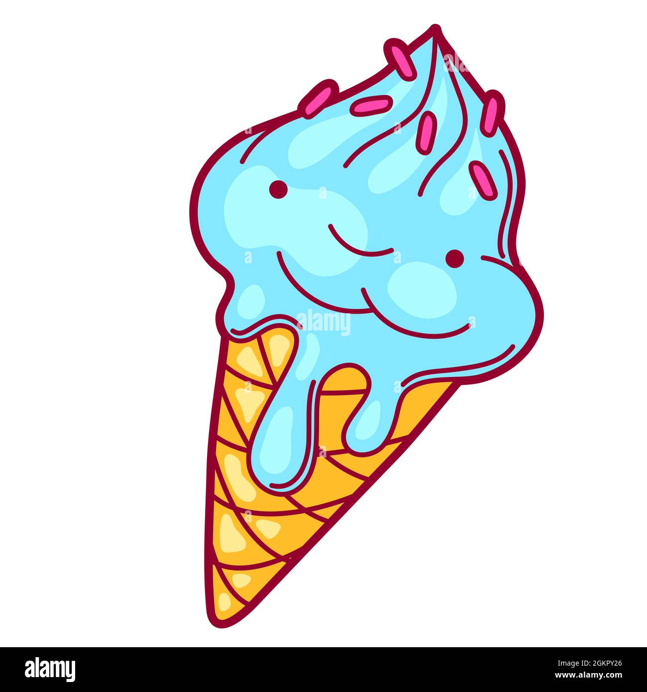 Illustration of ice cream cone in cartoon style. Cute funny character Stock  Vector Image & Art - Alamy