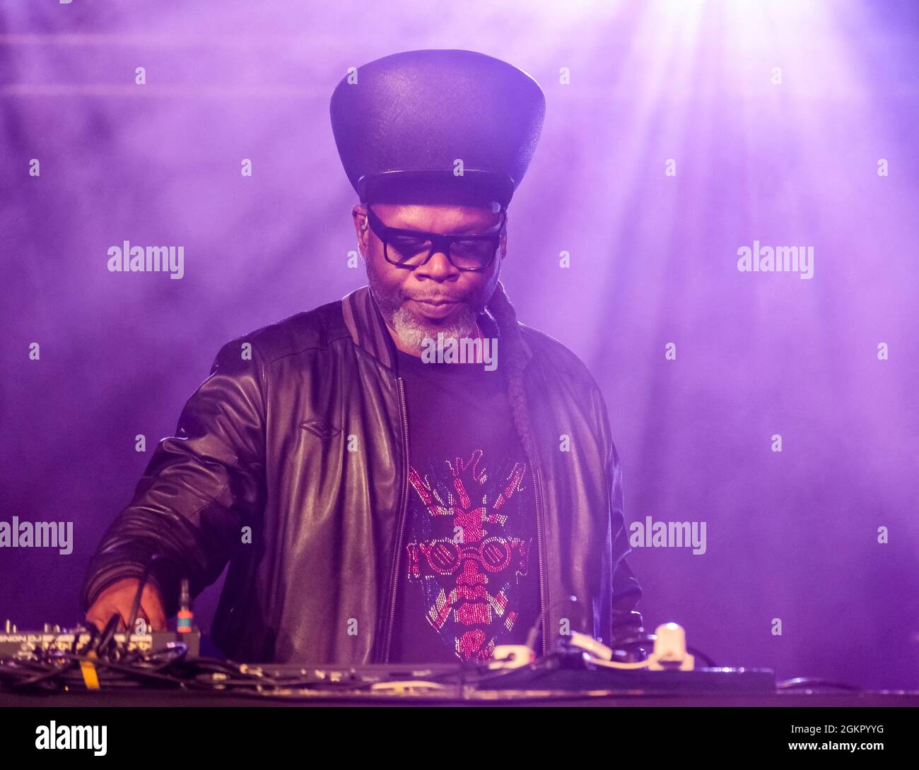 Jazzie B of Soul II Soul performing at the Cambridge Club Festival 2021 at Childerley Orchard on September 12, 2021, Cambridge, England Stock Photo