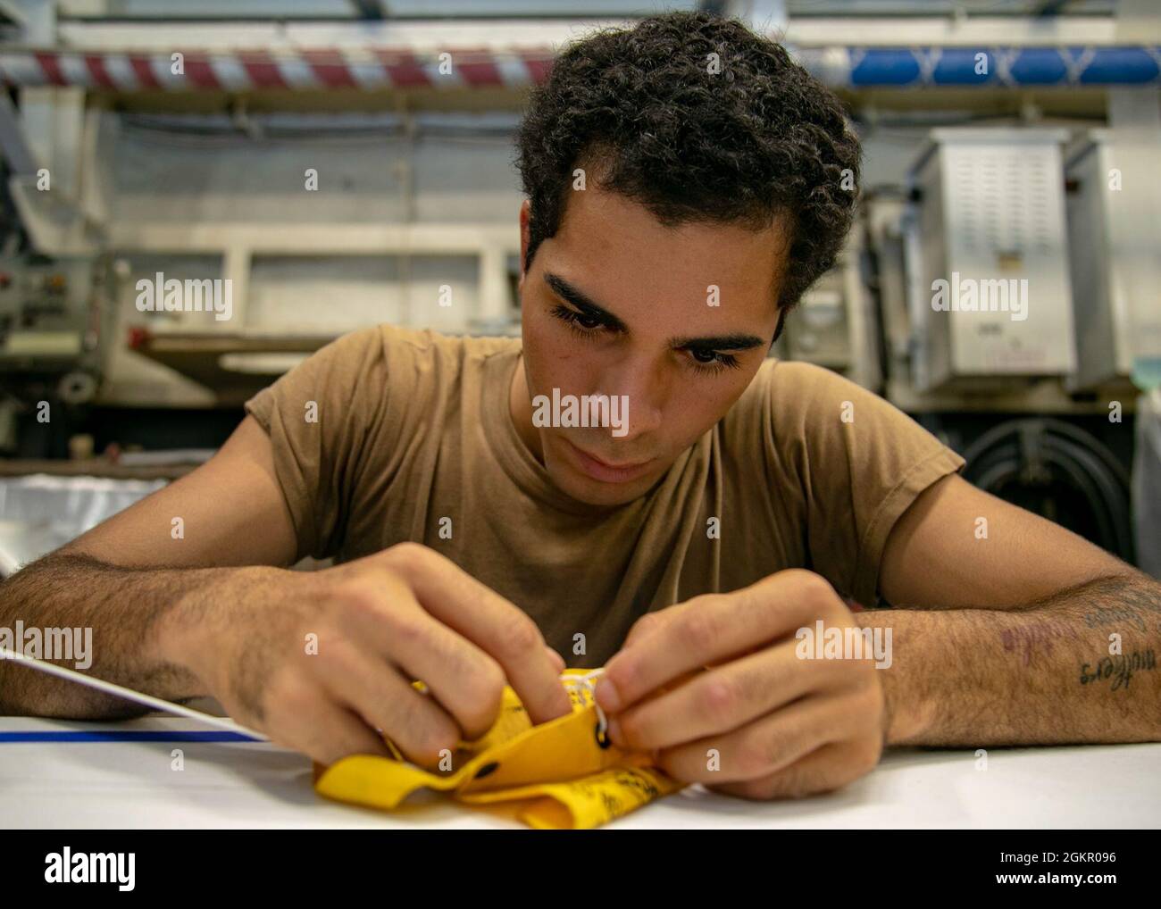Seaman Johannes Suarez, from New York, assigned to the Arleigh 