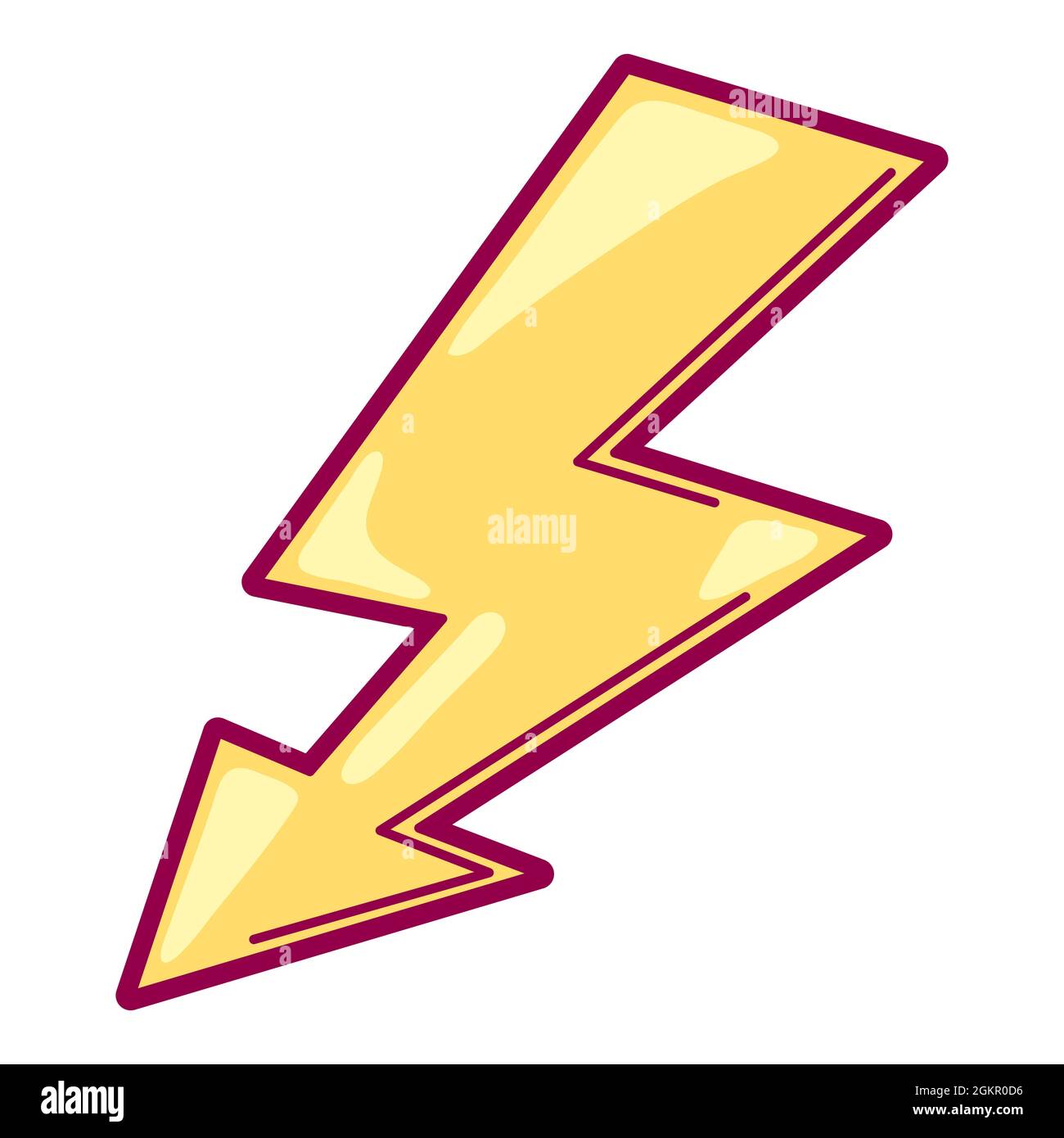Illustration of lightning in cartoon style. Cute funny object Stock