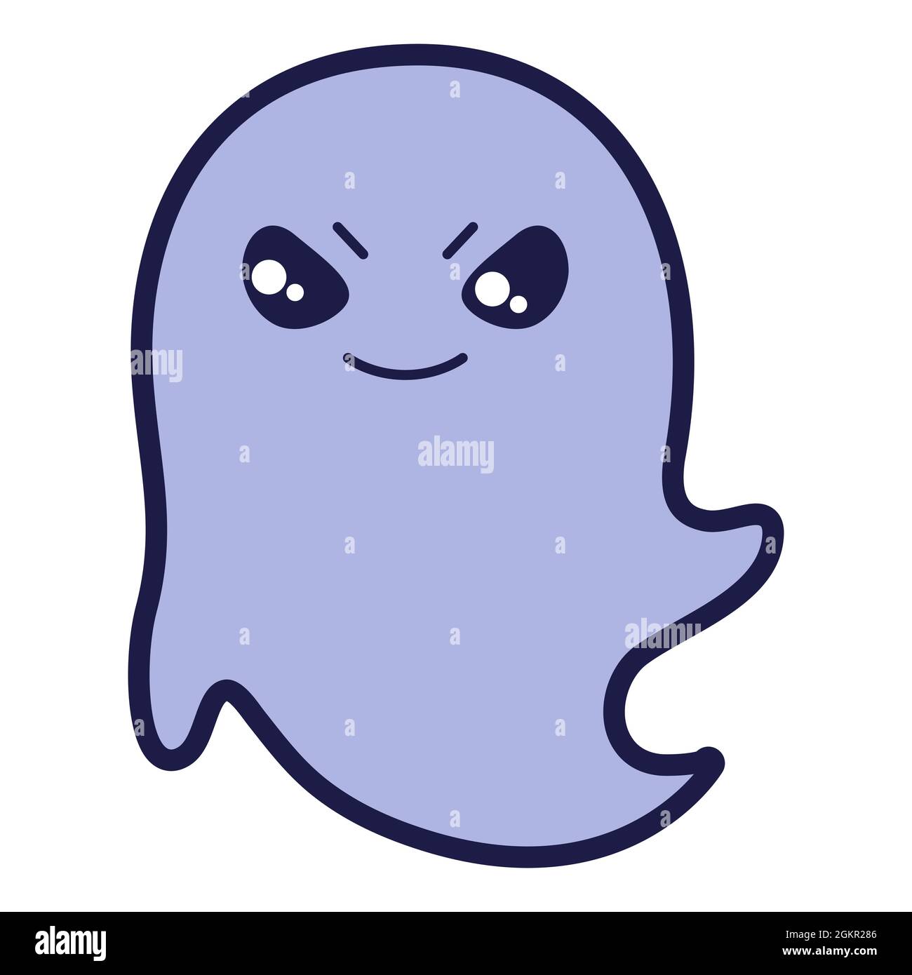 Illustration of ghost in cartoon style. Happy Halloween angry character. Stock Vector