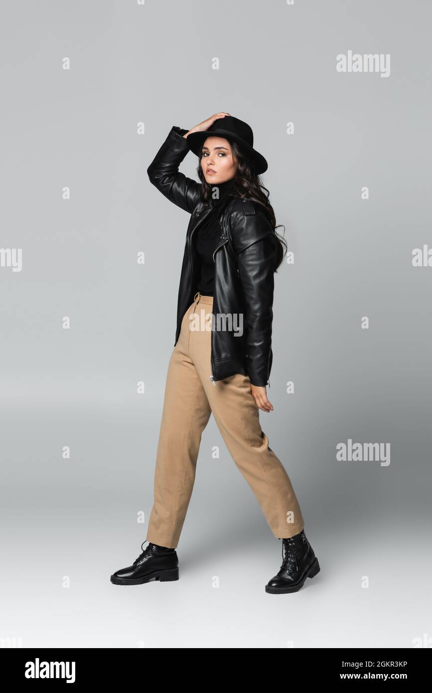 trendy model in fedora hat 