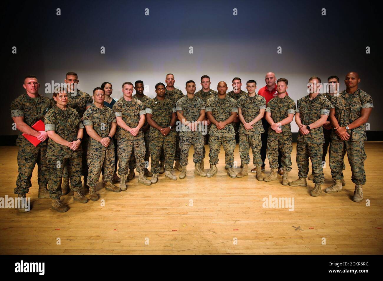 U.S. Marine Corps AllMarine wrestling team poses for a photo in the