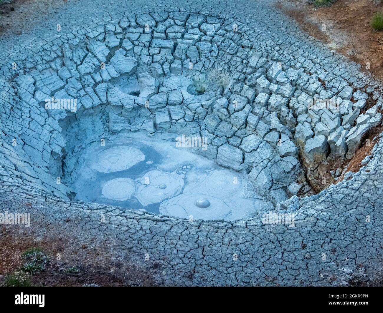 Geothermal mud pots located just outside the town of Husvik on the northern coast of Iceland, Polar Regions Stock Photo